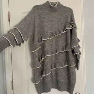 Oversized sweater tunic gray with white